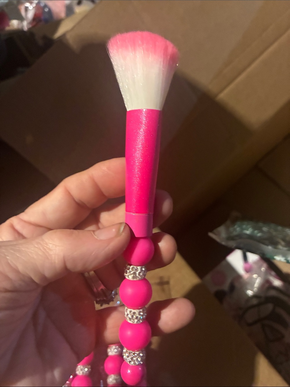 Hot Pink Rhinestone Makeup Brush Set - Picture 2 of 2